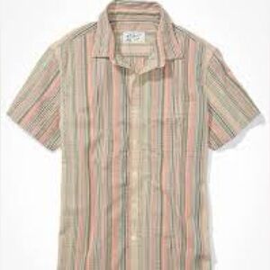 American Eagle Outfitters Pink and Green Striped Shirt
